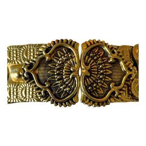 Vintage Etruscan Steam Punk Boho Ornate Gold Metal Stretch Scales Cinch Belt
